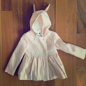 Girls 5T pink bunny ear coat EASTER